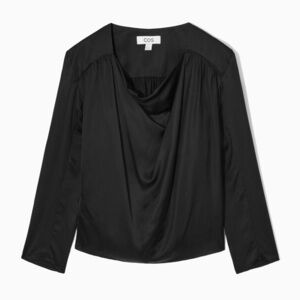 COS Women's Black Cowl Neck Drape Blouse Top Size 2